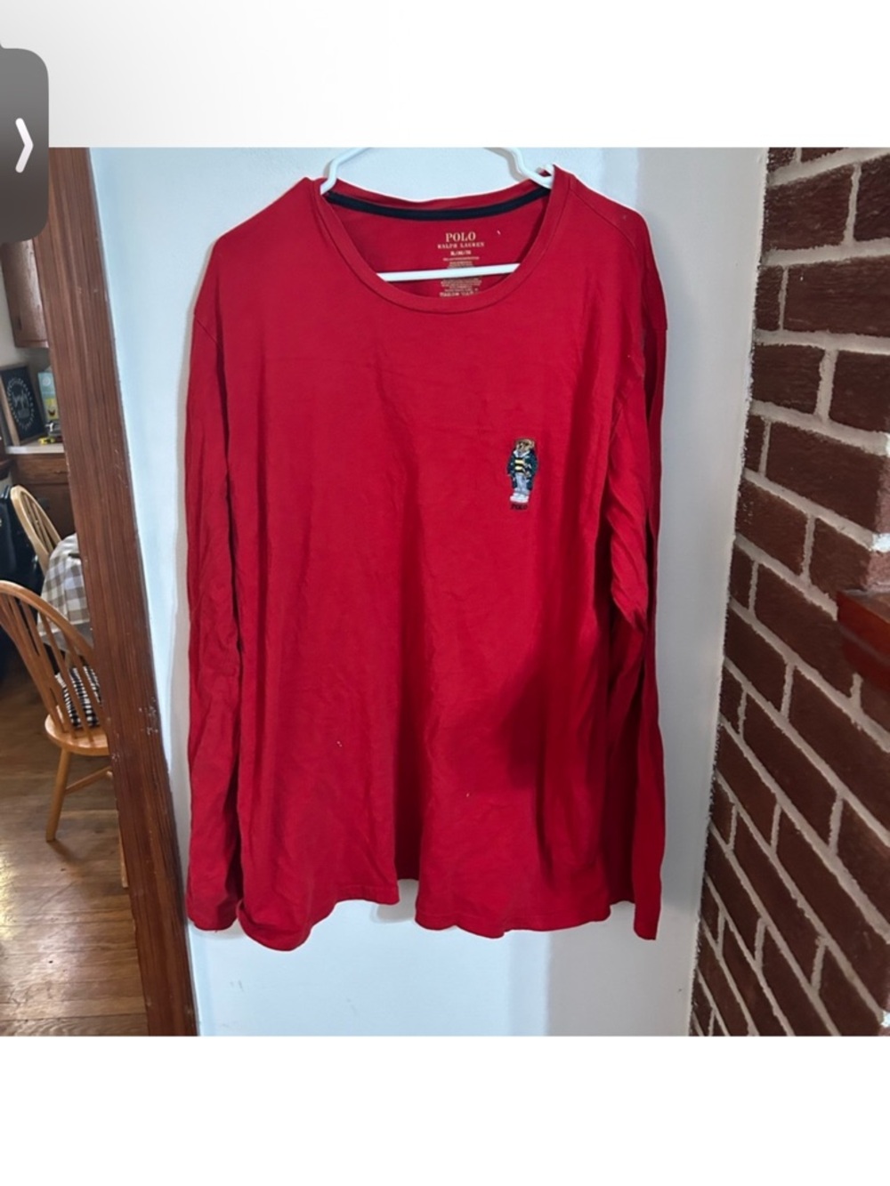 Polo by Ralph Lauren Red Long-Sleeve Crewneck with Embroidered Bear